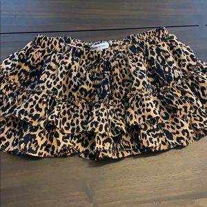 Elizabeth and James leopard silk tiered mini skirt